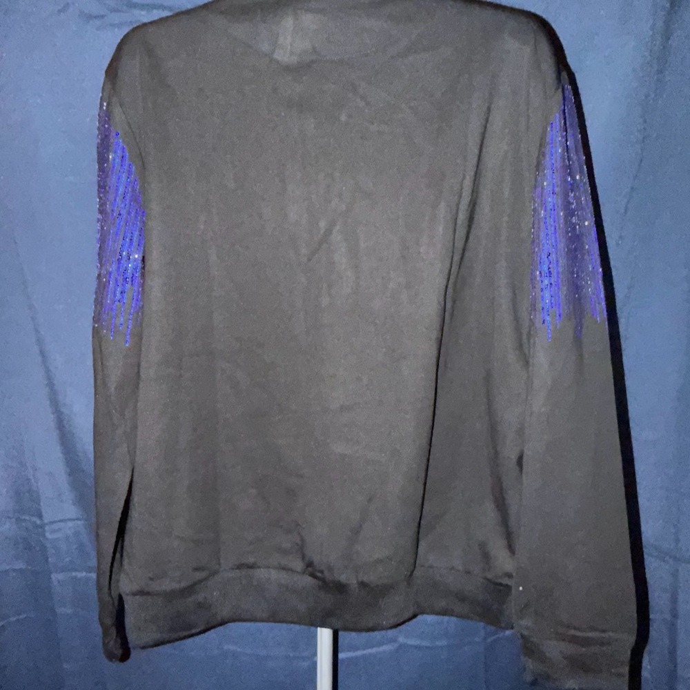 DNA Premium Wear Rhinestone Zip Jacket (Black/Blue) Size L - Picture 3 of 5
